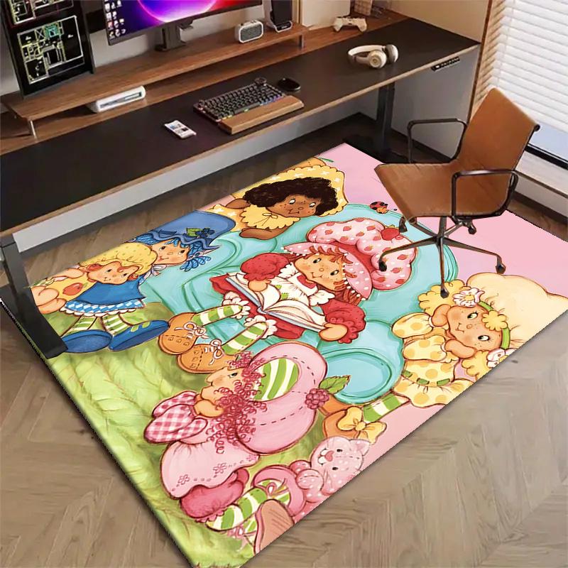 1pc Strawberry Princess4 Design Printed Area Rug Carpet for Bedroom Living Room Home Decor Rugs Mat Non Slip Mat Rug for Bedside