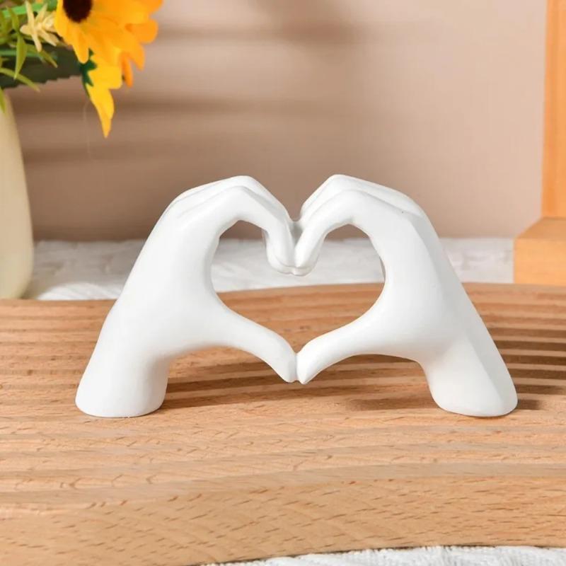 1PC Heart Hand Statue Living Room Bedroom Decoration, Love Finger Modern Hand Gesture Sculpture Home Shelf Desktop