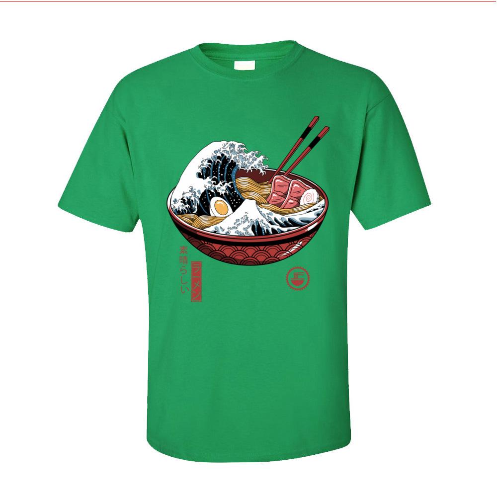 Printen Geweldige Ramen Golf Wit T-shirt voor Mannen Klassieke Japan Stijl Ronde Hals 100% Katoen Korte Mouw T-shirt Noedel T-shirts