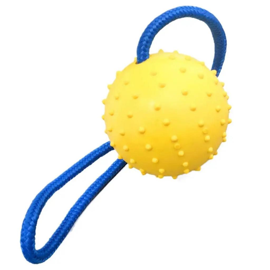 ATUBAN Dog Toy Training Ball on Rope Heavy- Natural Rubber Reward & Tug Toy with Nylon Throw Handle – Sport Working Dogs Fetch