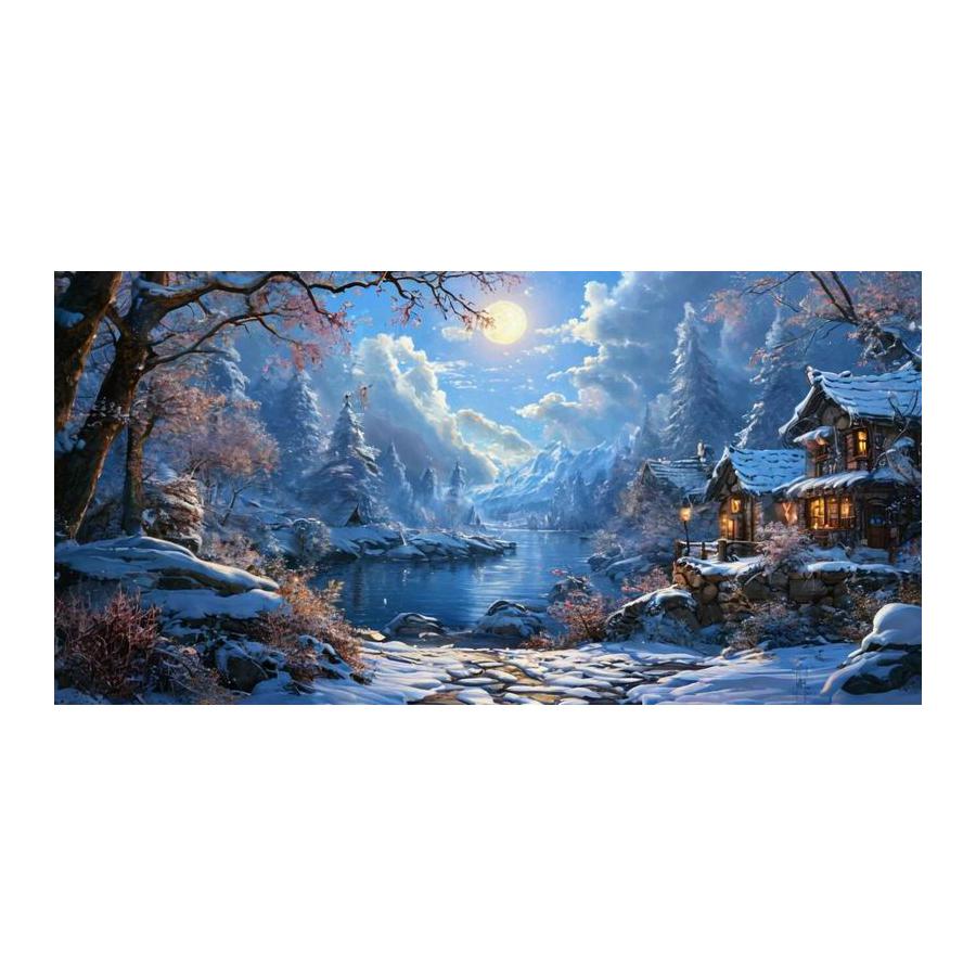 Winter Scenery House Large Size Diamond Painting Landscape Diy Full Square Round Drill Rhinestone Embroidery Mosaic Cross Stitch Kits Wall Decor