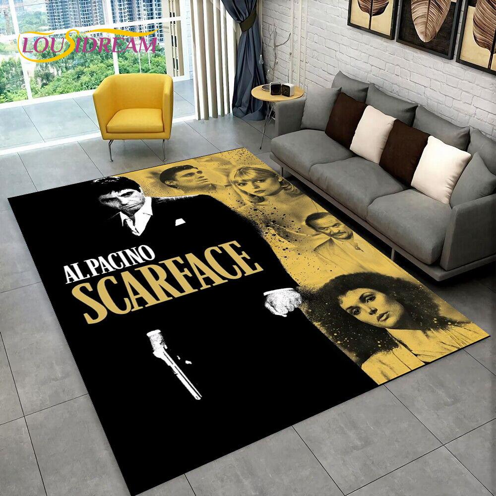 Movie Scarface Tony 3D Printing Area Rug Large,Carpet Rug for Living Room Bedroom Sofa Doormat Decor,Kid Play Non-slip Floor Mat