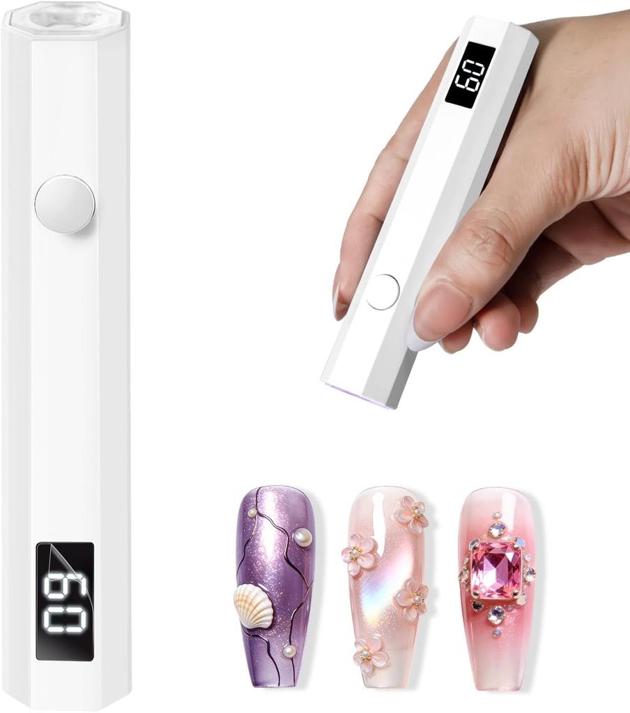 UV Nail Light Handheld UV Light for Nails 3W Portable Led Lamp with 2 Timer Settings 20/60s for Gel Polish Home DIY Salon Women