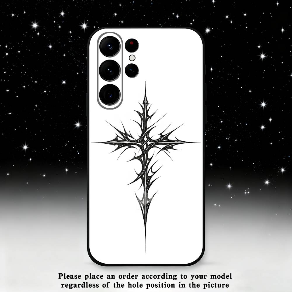 

G-Gothic cross symbol Phone Case For Samsung S25,S24,S21,S22,S23,S30,Ultra,S20,Plus,Fe,Lite,Note,10,9,5G Black Cover Samsung S9