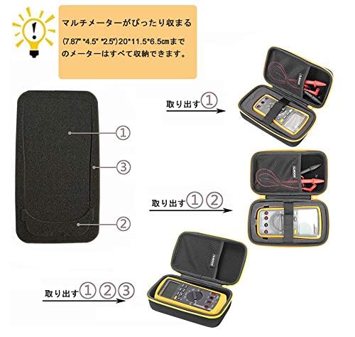 Compatible Storage Case for HIOKI Digital Multimeters DT4252/DT4253/DT4255/DT4256/DT4261/DT4281/DT4282 and Fluke 117/116/115/114/107/15B+/17B+/233