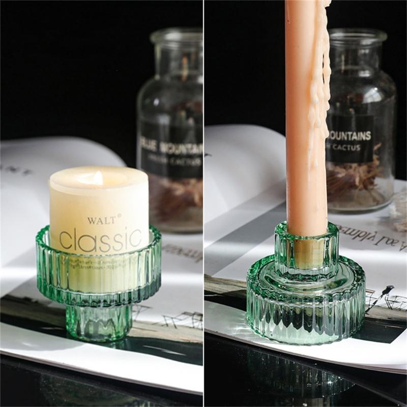 Vertical Stripe Candle Holder Clear Glass Candle Holder Tea Light Holder Centerpiece for Weddings Restaurant Parties