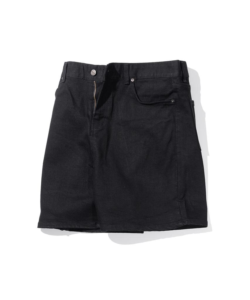 MASSNOUN Nor Wide Black Denim Shorts Msejp010-Bk