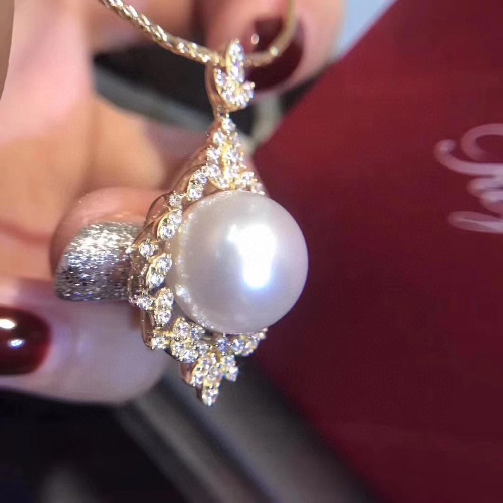 D305 Fine Jewelry 11 -12mm 925 Sterling Silver Natural Fresh Water White Pearl Pendant Necklaces For Women Fine Pearls Pendants