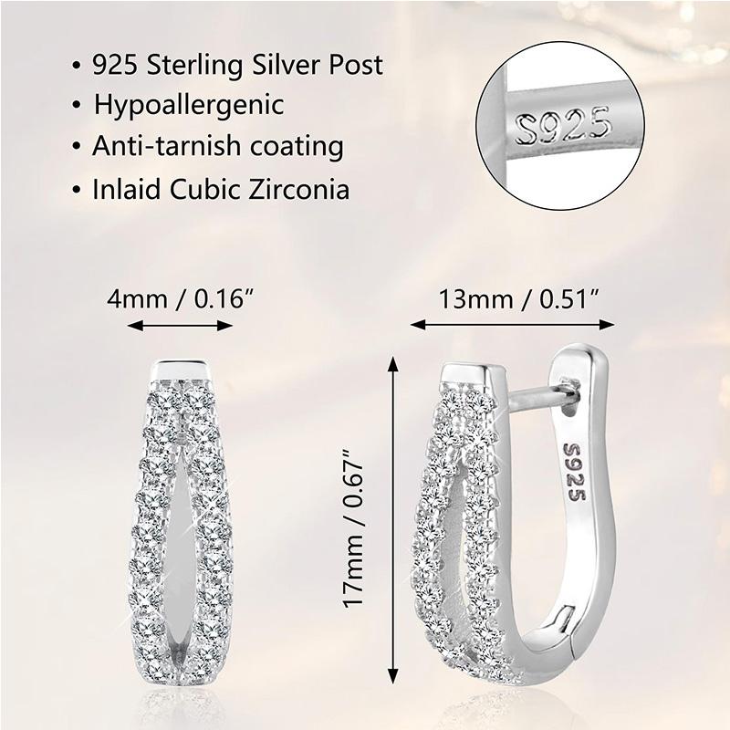925 Silver Earrings For Women Hypoallergenic Lightweight Hoops Cubic Zirconia Huggie Jewelry Gifts Dainty Everyday Wear
