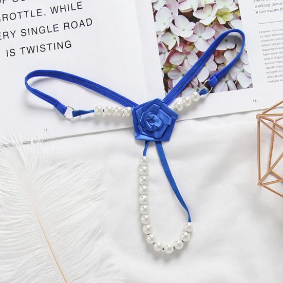 Kvinner Undertøy Flower Faux Pearls Thongs Sexy G String Transparent Truser