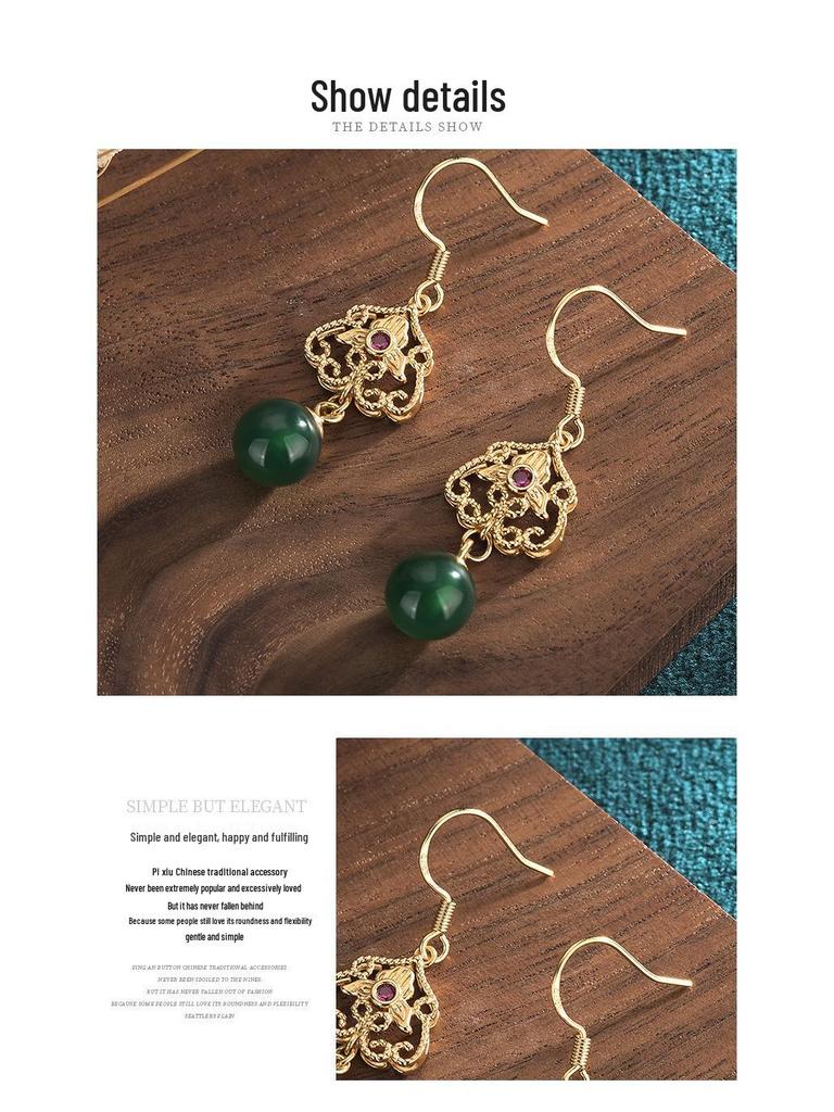 Cercei Hanfu Calcedonie Aurie: Stil tradițional chinezesc cu măiestrie antică.