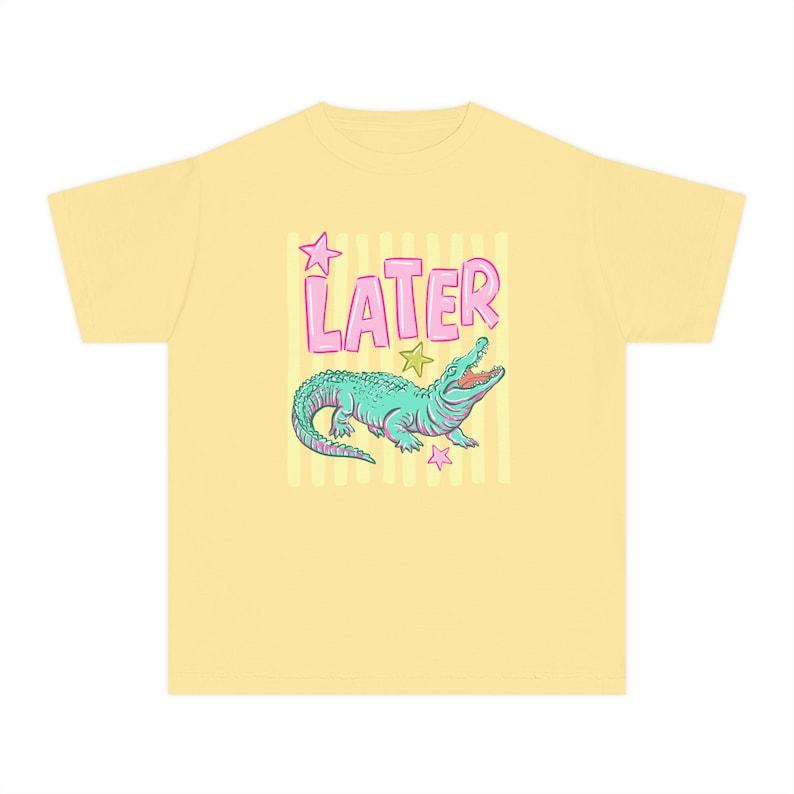 Later Alligator Youth tee | Crocodile graphic youth tee, pastel retro 160