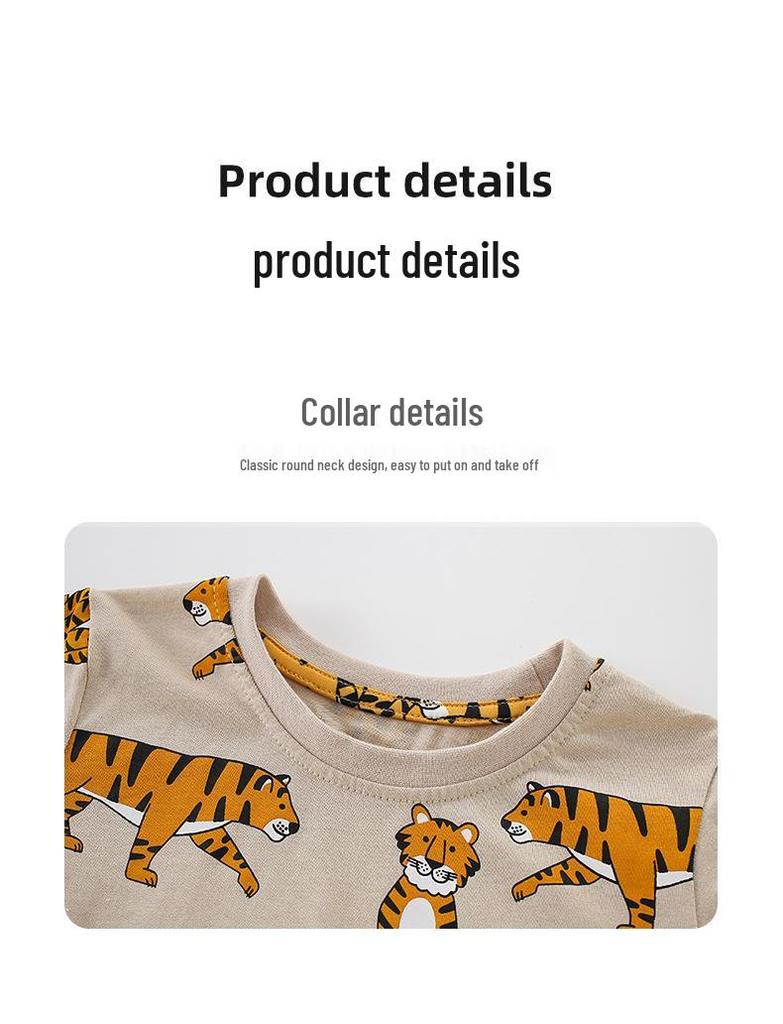 2026 Spring/Summer Kids' Tiger Print Short-Sleeve T-Shirt – Casual Fashion Round Neck Top