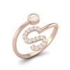 Capital S Initial Letter Pearl Women Adjustable Front Open Ring 925 Sterling Silver Rose Vermeil