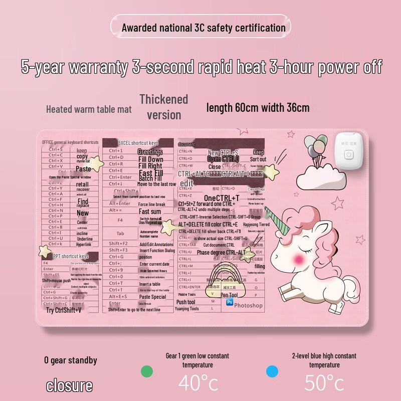 Heated Oversized Desk Pad & Mouse Mat with Timer