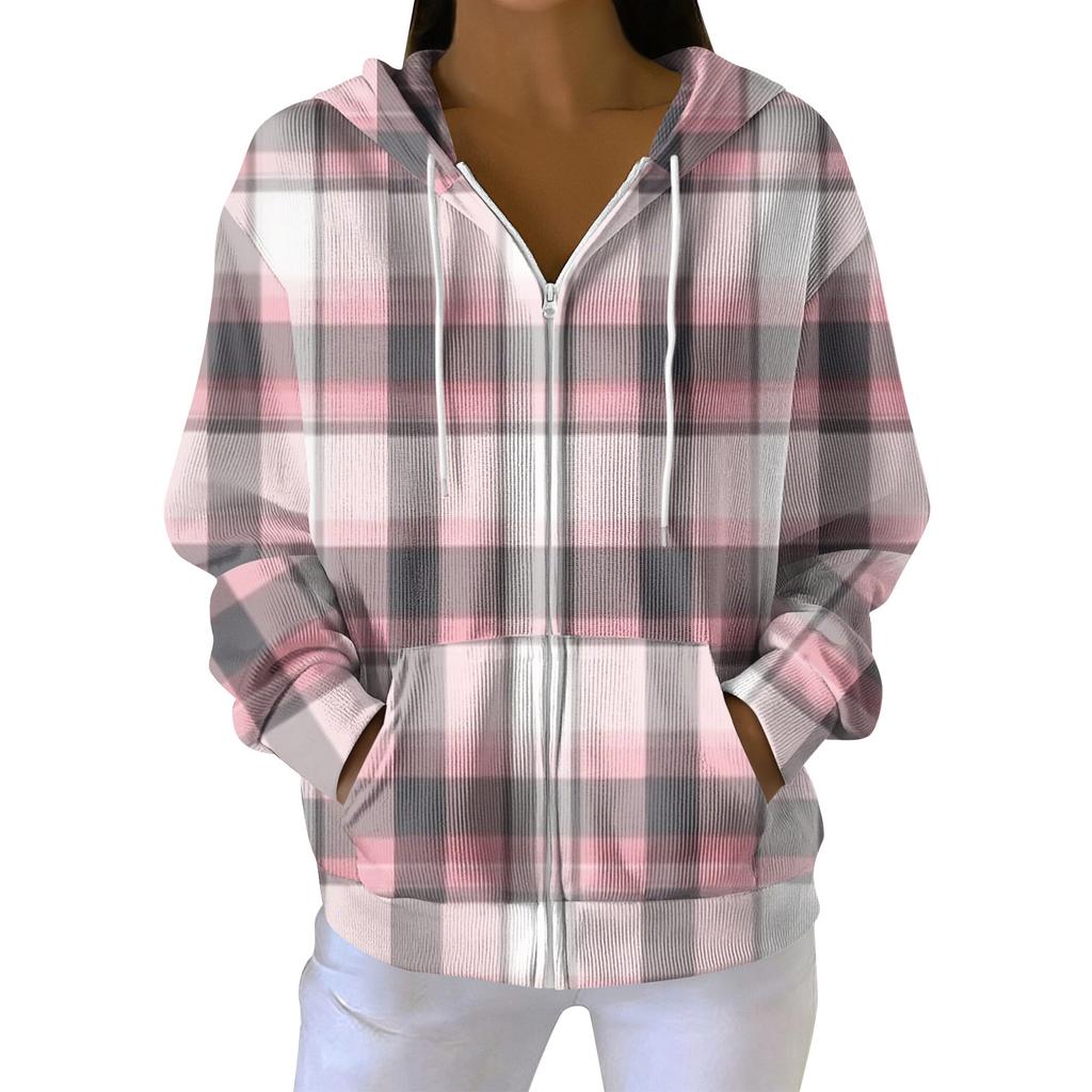 Dam Casual Mode Långärmad Dragkedja Jultryck Stickad Hoodie