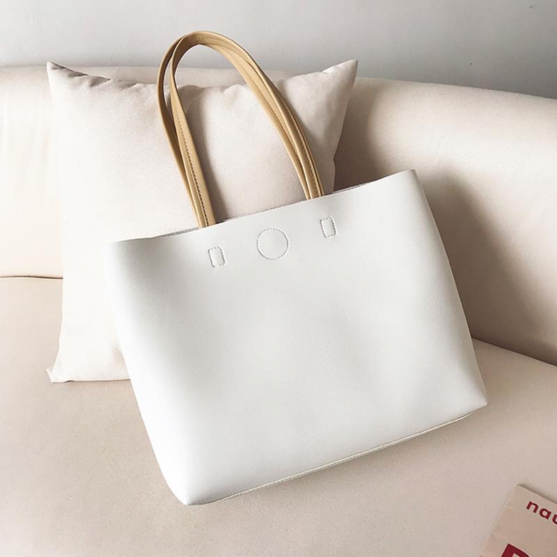 Damska Moda PU Skóra Torby na Ramię Duża Pojemność Damska Codzienna Torba Tote Prosta Solidna Torba na Zakupy