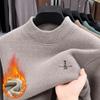 Herren Winter Chenille Samt Pullover: Halbhoher Kragen, Verdickte Strick-Basisschicht für mittleres Alter & junge Erwachsene.