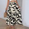Elastic Waist Printed Long Skirt Summer High-end Temperament Commuting Drape Pleated Skirt Women's Clothing