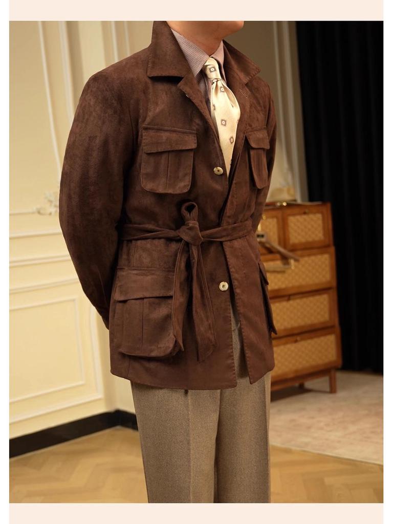Ruishen Italian Retro Suede Plush Jacket - Autumn/Winter Casual Business Outerwear