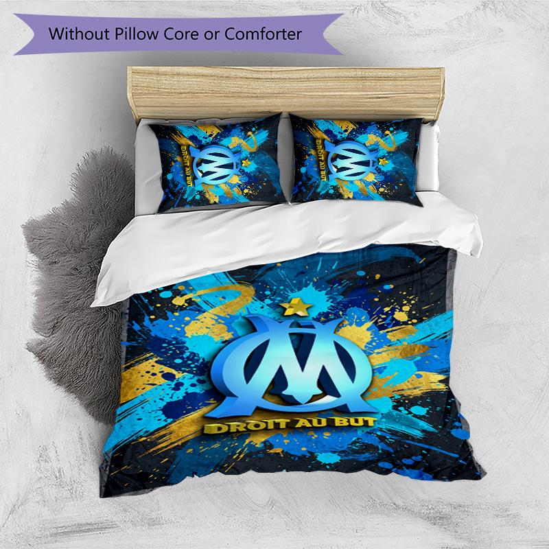 Olympique Lyonnais FC Printed 3PCS Bedding Set Breathable Duvet Cover with Pillowcases Decorative Bed Linen for Bedroom Home