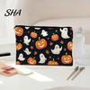 Compact Storage for Small Items Halloween Bag, with Pumpkin Ghost Print, Durable Canvas Cute Festive Zippered Pencil Case Large Capacity Makeup Pouch,