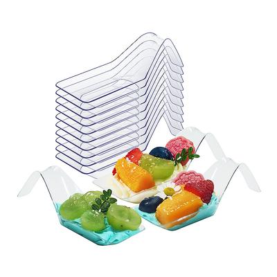 20pcs Spoon Shaped Dessert Bowls, PS Plastic Ice Cream Bowls,Pudding Mousse Spoon, Disposable Appetizer Containers