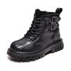 Boys' Fleece Cotton Boots Children's Non-slip British Style Cowhide Ankle Boots