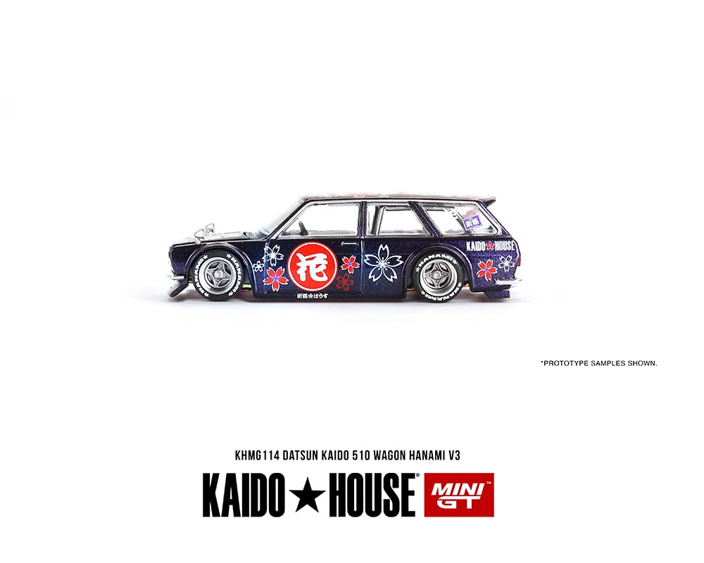 True Scale Miniature Model Car Datsun KAIDO 510 Wagon Hanami V3 Magic Purple Limited Edition Diecast Model Car Kaido House KHMG114 1/64