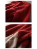 2026 Autumn/Winter Stylish European Raccoon Fur Red Loose Round Neck Pullover Sweater for Women