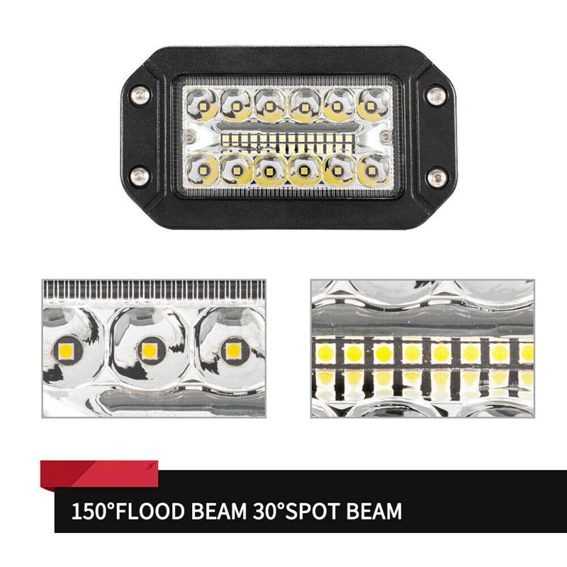 2Pcs 12V 6 Inch Flush Mount Work Light 26 LED Super Bright Spotlight Car Headlights