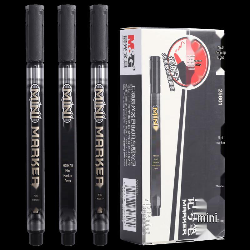 M&G Black Fine Tip Permanent Marker Pen (12 Pcs)