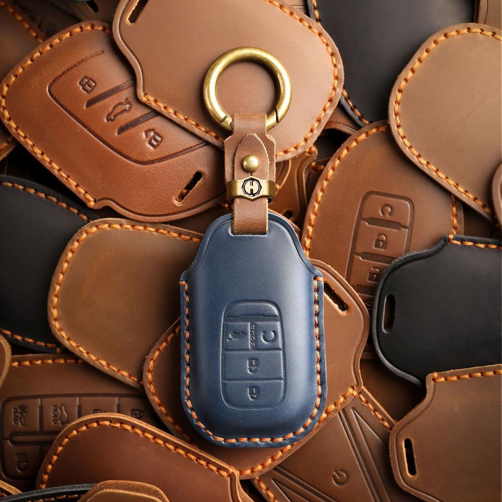 The New Retro Key Cover Is Suitable for The New Honda Accord Civic Handmade Leather Car Keychain.