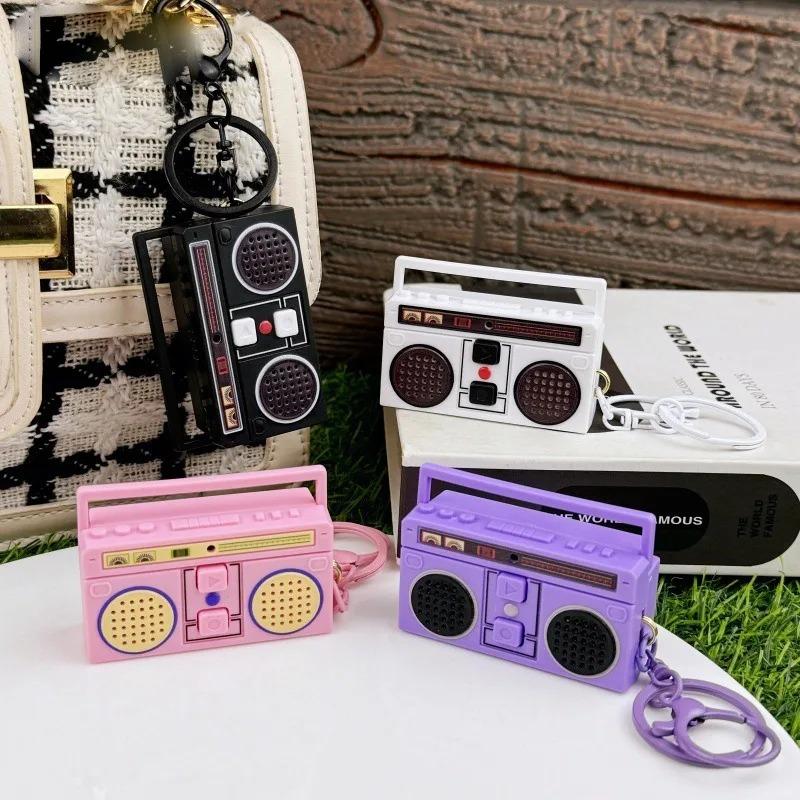 Nostalgic Mini Radio Recorder Keychain Nostalgic Vintage Mini Retro Radio Key Ring That Can Record Classical Funny Bag Ornaments