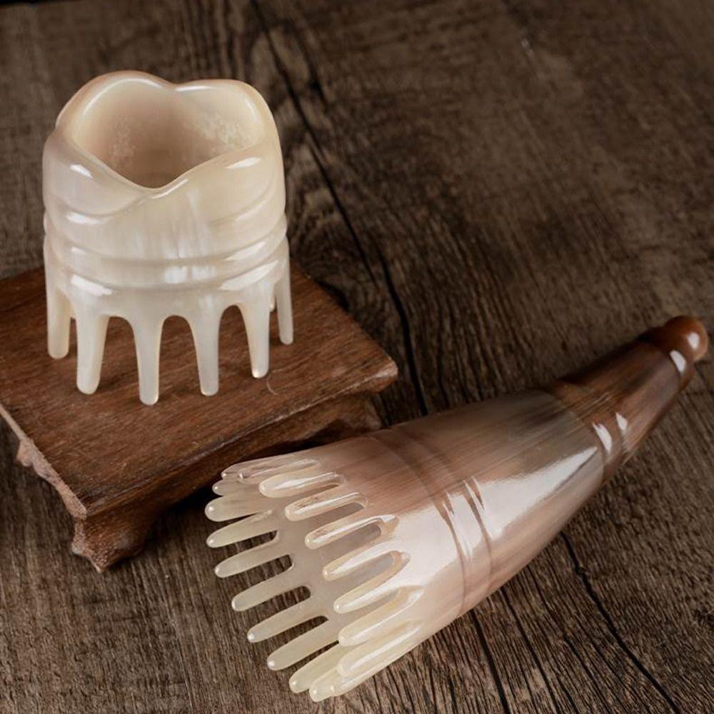 Gua Sha Ox Horn Massage Comb Shampoo Comb Buffalo Horn Meridian Comb  SPA