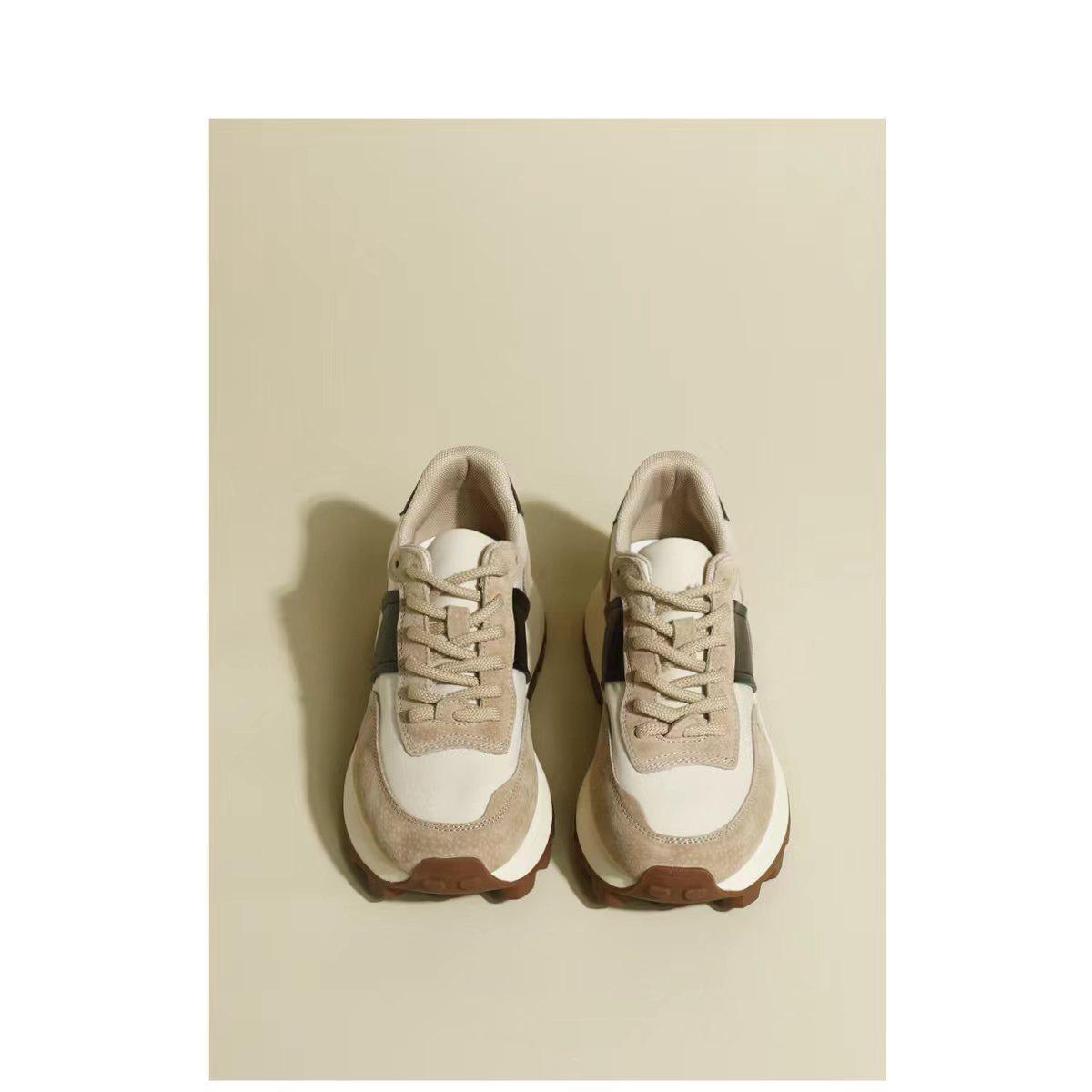 

Dad shoes women s 2025 spring and summer new casual sports shoes thick-soled heightening little white shoes small waist waffle Forrest Gump shoes 40 хаки