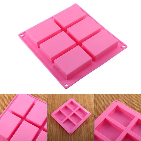1 Pc 6-Cavity Plain Rectangle Soap Mold Silicone Craft DIY Cake Making Mould