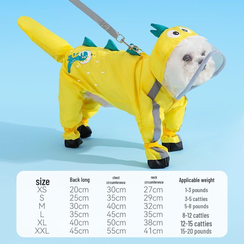 Bichon Frise Dog Raincoat: Full-Coverage, Waterproof, Four-Legged with Tail-Connected Design for Medium and Small Dogs