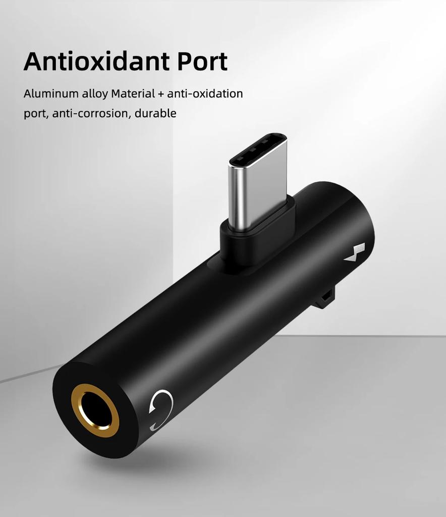 Xiaomi Digital Decoding USB Type C To 3.5mm Jack Headphone Adapter Splitter Fast Charger 20W for Samsung S22 S20 Xiaomi 11 12 iPhone 15