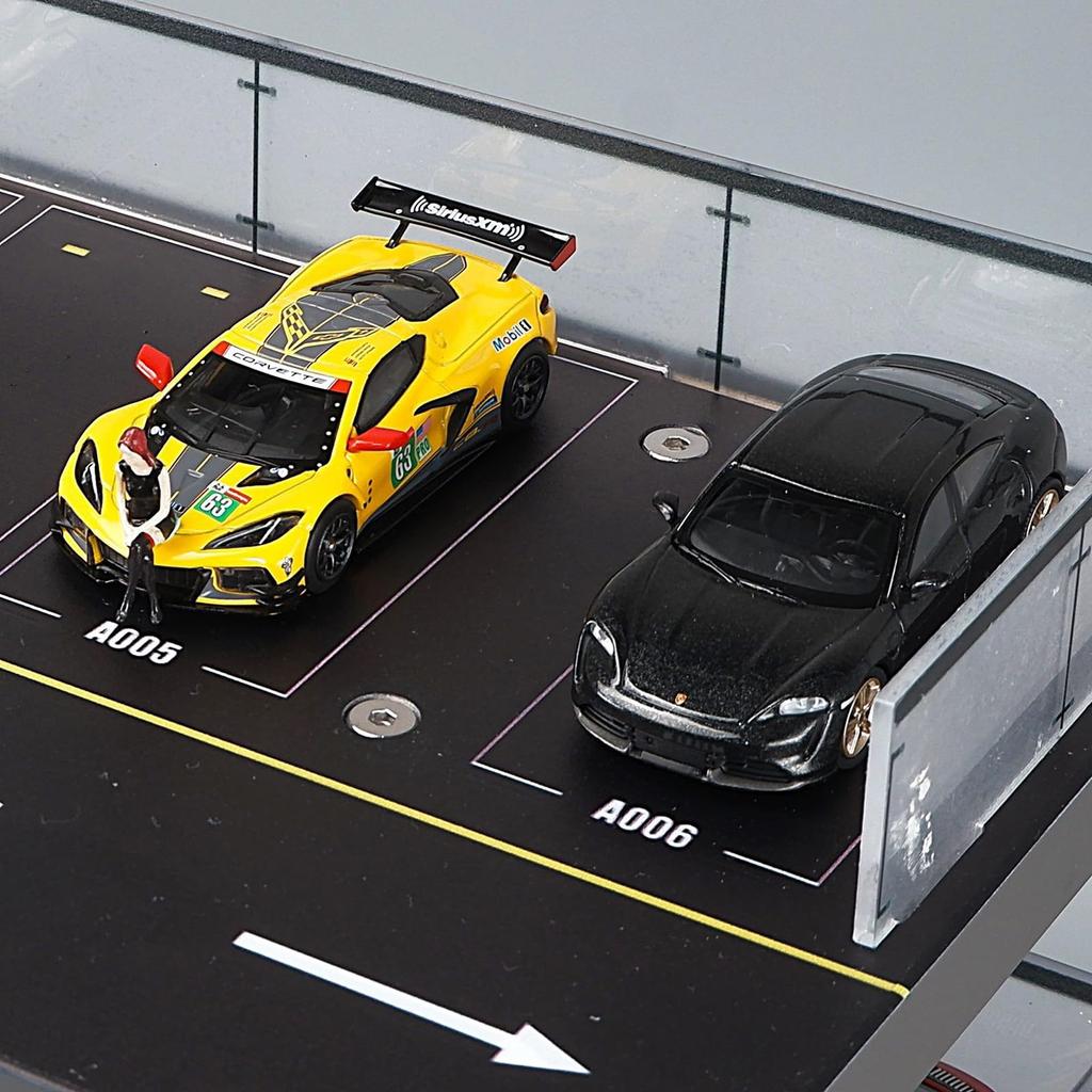 Shoucangjia Gablota ekspozycyjna na samochody Hot Wheels i Matchbox, skala 1/64, die-castowy diorama garaż do przechowywania samochodów, 24 miejsca na do 40 samochodów