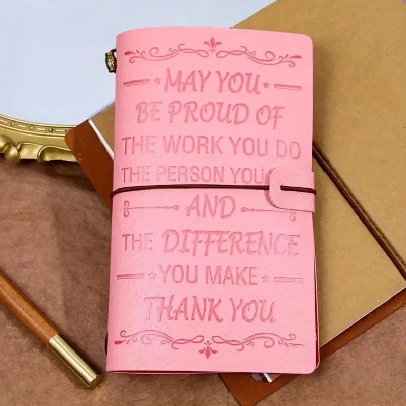 1pc Pink Notebook With 136 Pages, Card Slots, Storage Bag, and Customizable Pages.