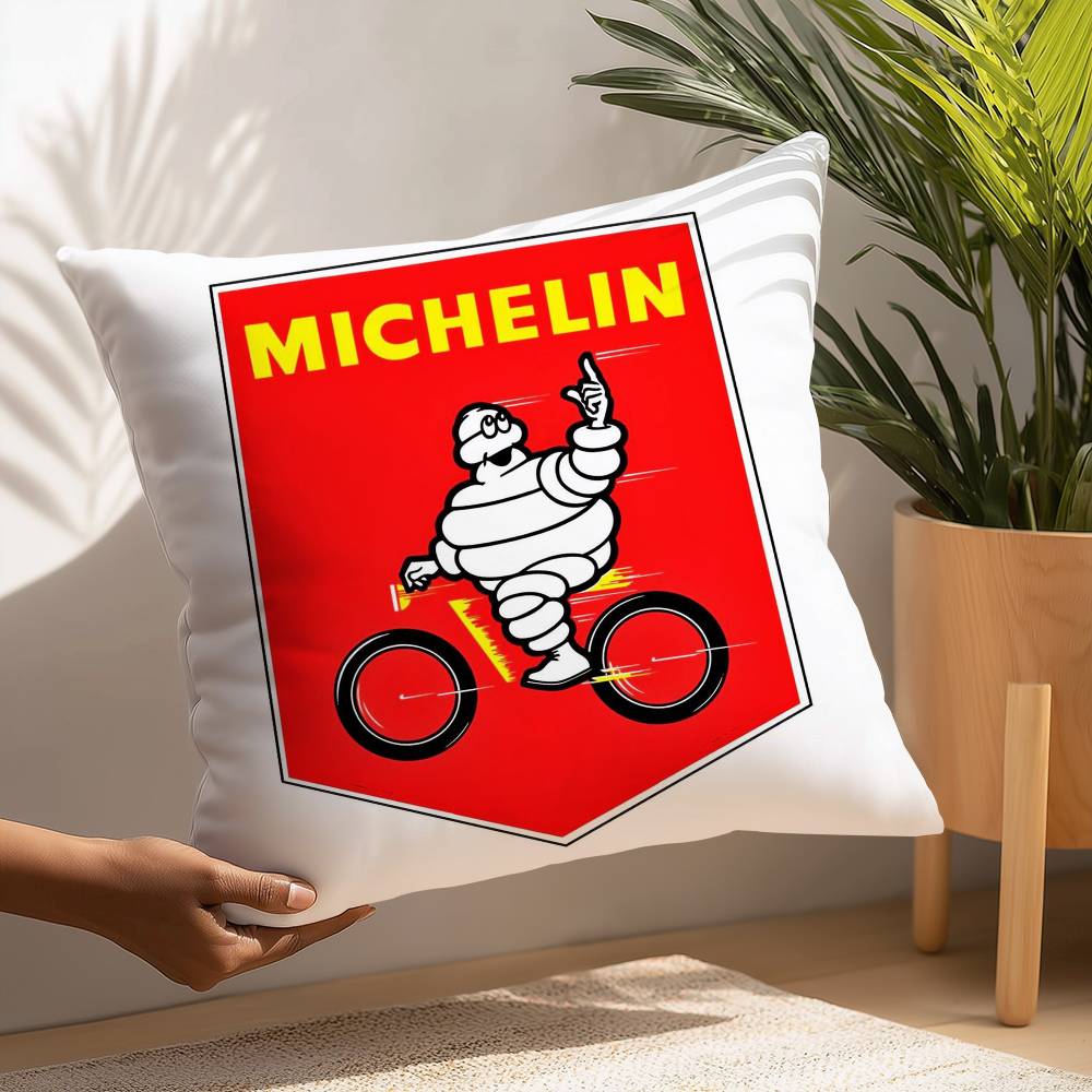 M-MichelinS T-Tyres Pillow Case Plush Fabric Soft  Pillowcase Double Sided Print Cushion Cover Household Gifts