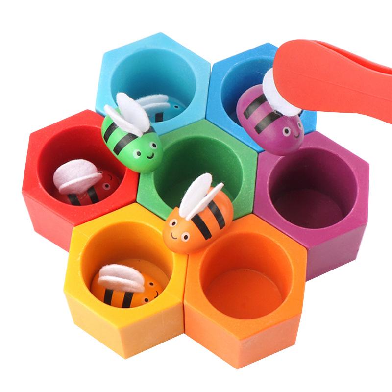 Early Childhood Wooden Bee Catching Game: Color Recognition & Role Play Toy for Kindergarten