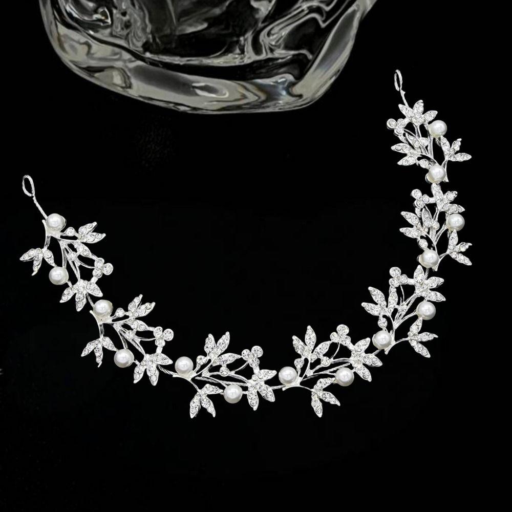 Shiny Crystal Pearl Hair Vine Luxury Fashion Bridal Hairband  Banquet Dancing Party