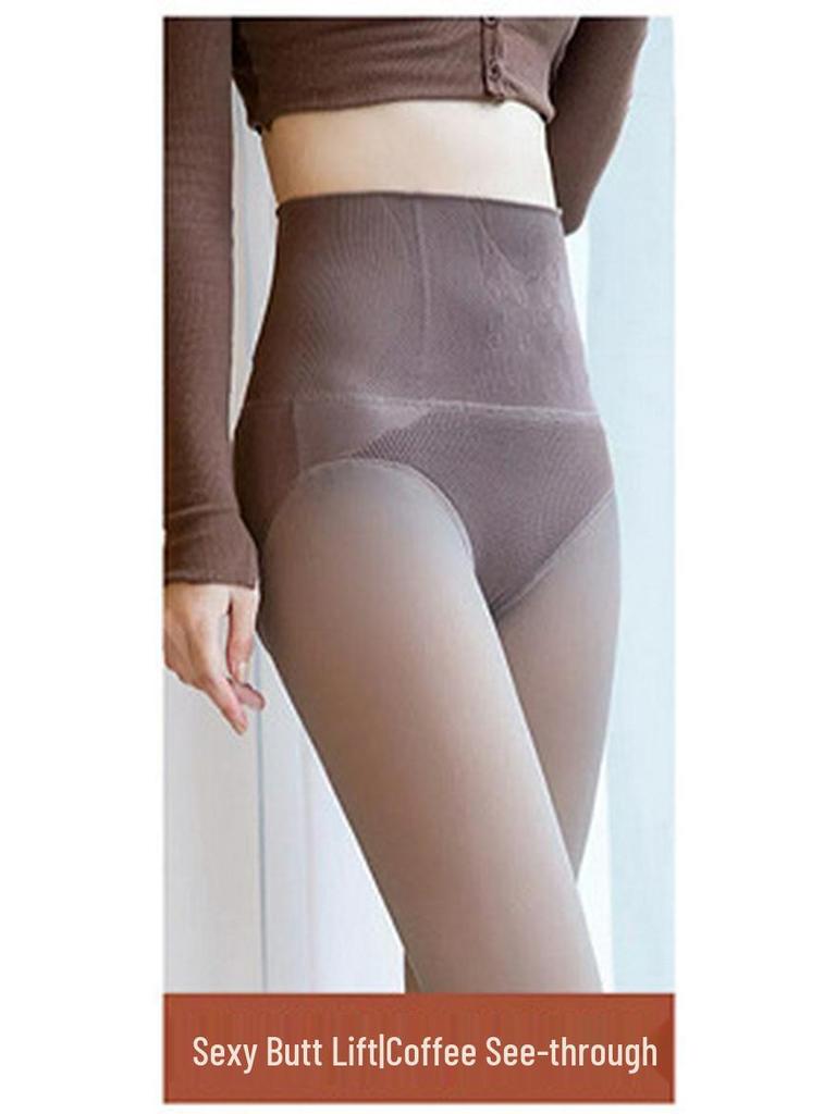 Legginsy z wysokim stanem kontrolujące brzuch: Podnoszące pośladki, Gołe nogi, Nad kolano, Antypoślizgowe Rajstopy 260g