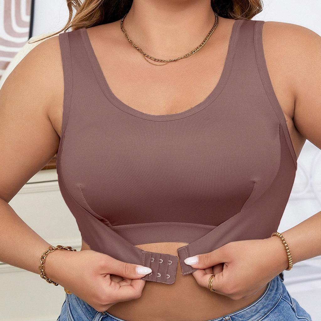 European and American Sports Large Size Comfortable No-rim Seamless Push-up Bra Front Buckle Adjustable Shape Beautiful Back Underwear