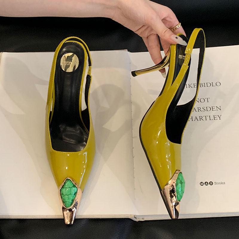 

Мода Мода Металлический Острый Носок Вечеринка Дамы Супер Высокие Каблуки Туфли Элегантные Женские Каблуки Хрустальные Туфли Женские Слингбэки Обувь 35