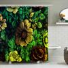 Green Leaves Yellow Flowers Shower Curtain Waterproof Fabric Bathroom Decorative Backdrop For Home Decoration Multicolor Floral