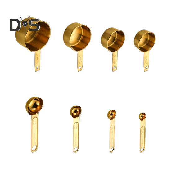 Messlöffel-Set aus Edelstahl, Doppelskala, Messbecher mit ergonomischem Griff für präzise Backmessungen, Verwendung in der Küche zu Hause und in der Bäckerei