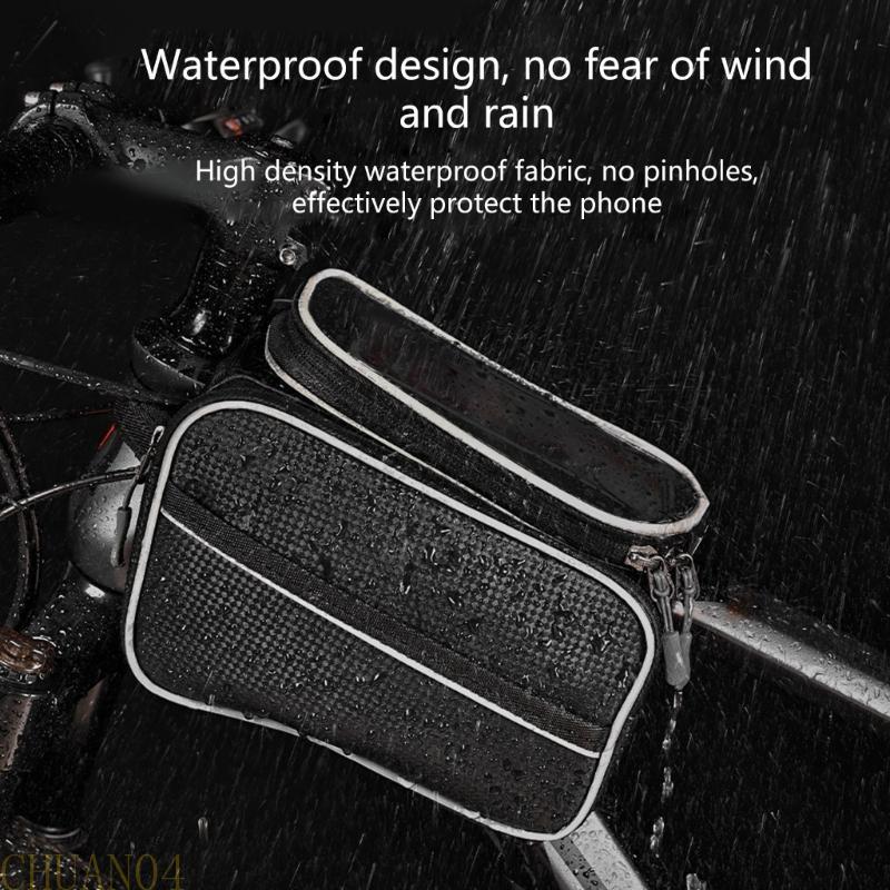 A1A2 Bike Phone Mount Holder Handlebar Bag Mountain Bicycles Front Top Tube Pannier Pouch Large Capacity Bike Front Frame Bag